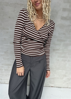 NPS wrap top Stripe Brown/Ecru Nørgaard På Strøget 